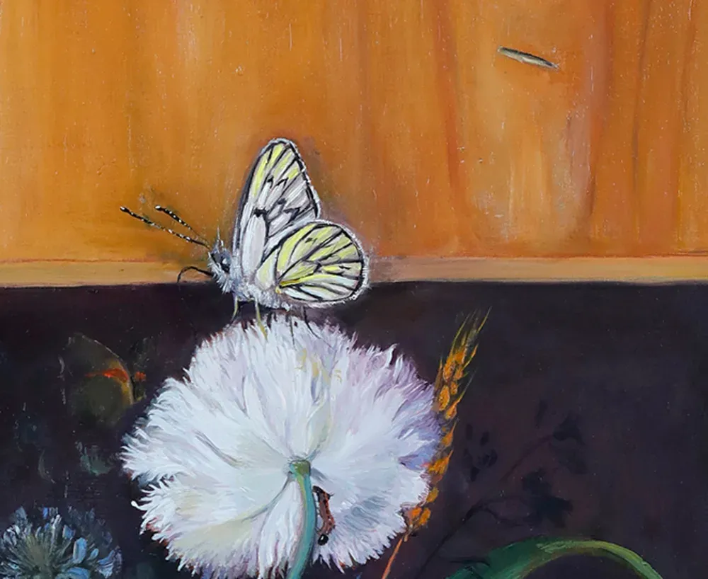 Detalle: amapola y mariposa.